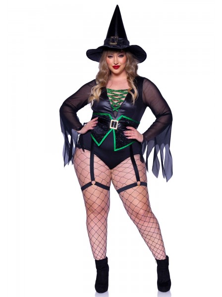 Provocante outfit curvy da strega per Halloween Leg Avenue in vendita su Tangamania Online