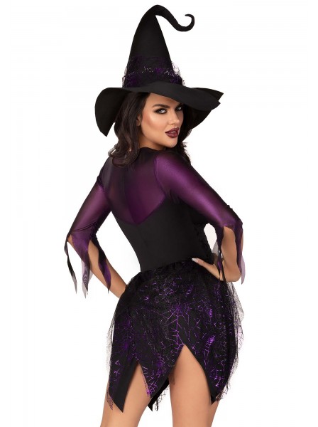 Provocante outfit da strega in nero e viola per Halloween Leg Avenue in vendita su Tangamania Online