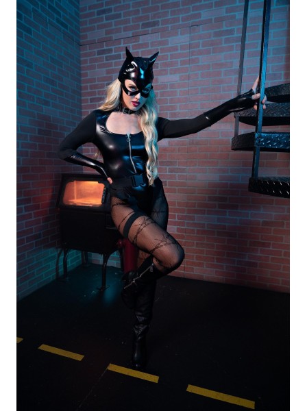 Provocante outfit da gatta wetlook per Halloween Leg Avenue in vendita su Tangamania Online