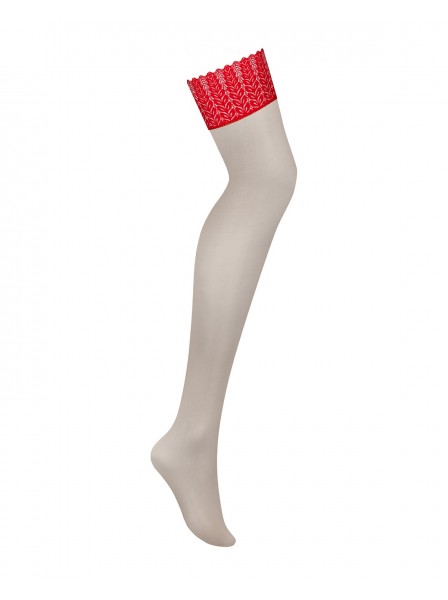 Calze per reggicalze Ingridia con balza rossa in pizzo Obsessive Lingerie in vendita su Tangamania Online