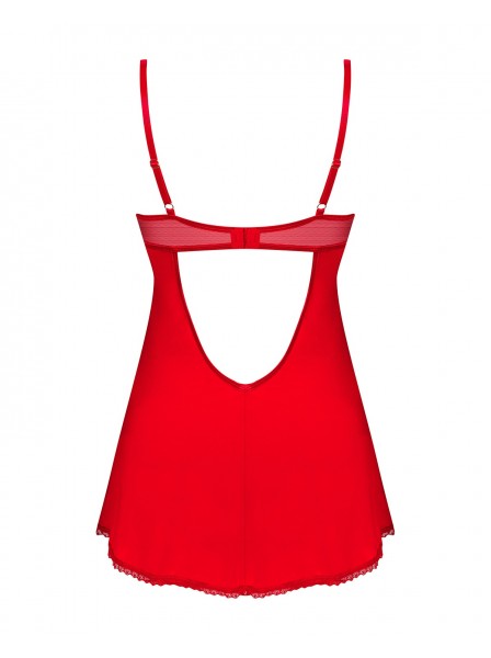Sensuale chemise Ingridia in rosso con foglie decorative Obsessive Lingerie in vendita su Tangamania Online