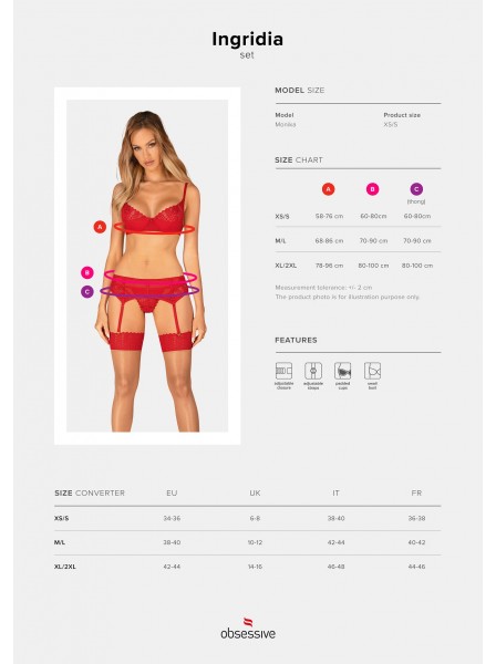 Sensuale set rosso con reggicalze Ingridia Obsessive Lingerie in vendita su Tangamania Online
