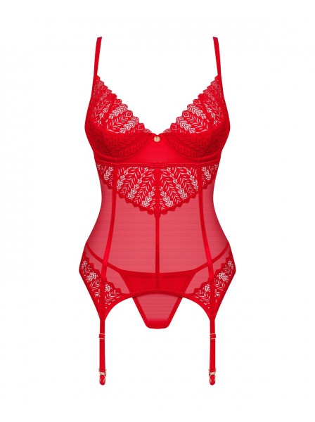 Sensuale corsetto Ingridia rosso con perizoma in pendant Obsessive Lingerie in vendita su Tangamania Online