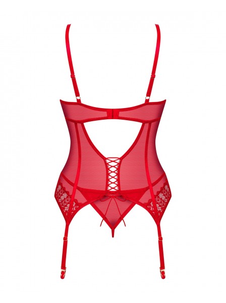Sensuale corsetto Ingridia rosso con perizoma in pendant Obsessive Lingerie in vendita su Tangamania Online