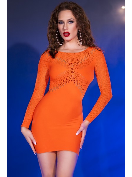 Abito stretch 4D seamless in arancione neon Chilirose in vendita su Tangamania Online