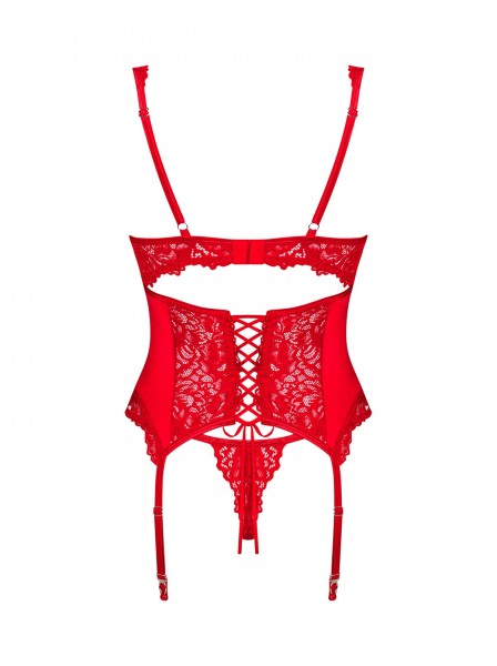 Corsetto Amor Cherris rosso con perizoma in pendant Obsessive Lingerie in vendita su Tangamania Online