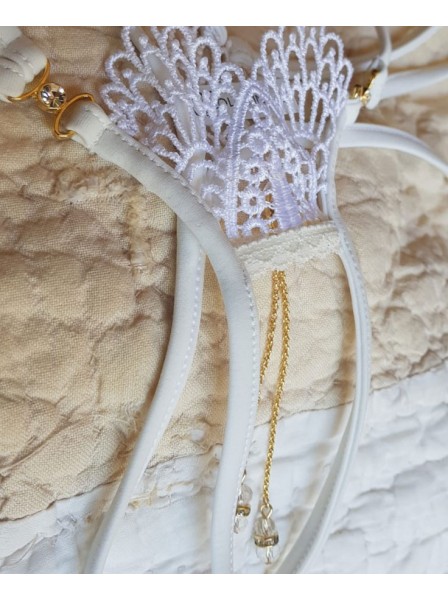 Micro perizoma aperto Docia in merletto guipure con gioielli Lola Luna in vendita su Tangamania Online