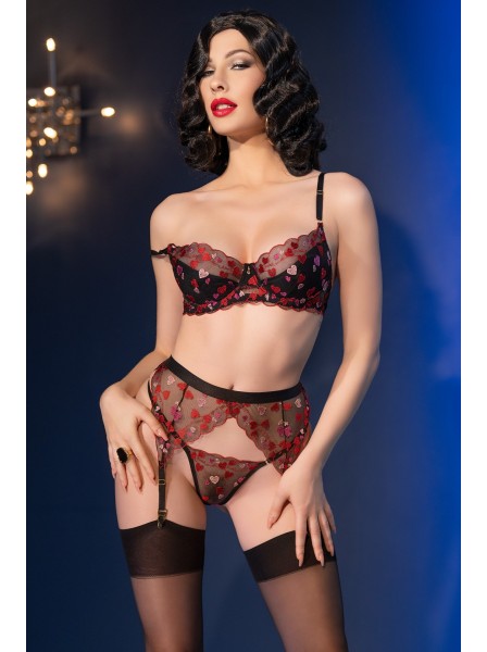 San Valentino: sensuale set con cuori ricamati in 4 pezzi Chilirose in vendita su Tangamania Online