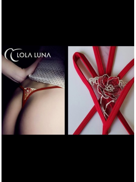 Perizoma aperto Romy con ricami e bijoux Lola Luna in vendita su Tangamania Online