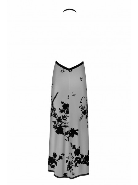 Divinity, maxidress in tulle con fiori in vellutino Noir Handmade in vendita su Tangamania Online