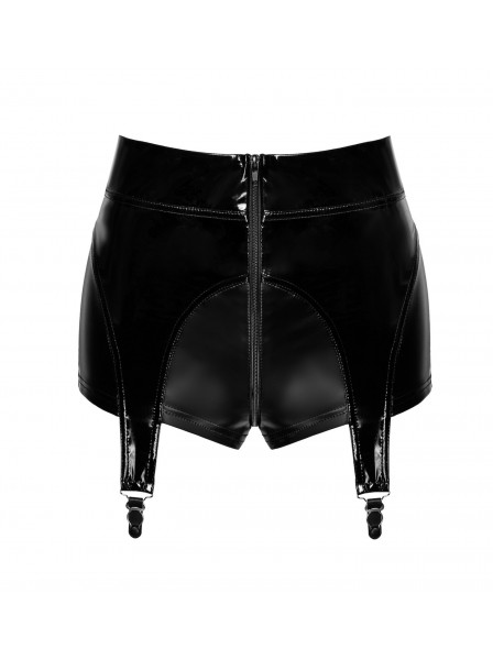 Glam, audaci shorts lucidi con reggicalze integrato Noir Handmade in vendita su Tangamania Online