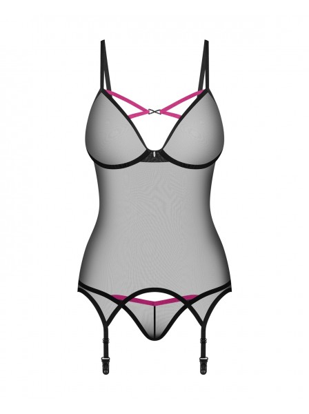 Corsetto trasparente con ferretto e perizoma Novenes Obsessive Lingerie in vendita su Tangamania Online