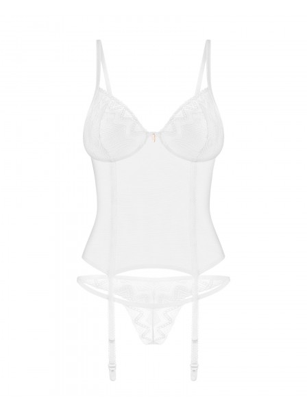 Guepiere bianca con ferretto e perizoma Alissium Obsessive Lingerie in vendita su Tangamania Online