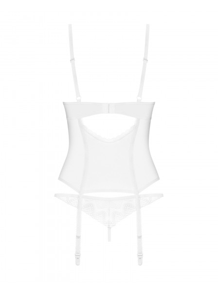 Guepiere bianca con ferretto e perizoma Alissium Obsessive Lingerie in vendita su Tangamania Online