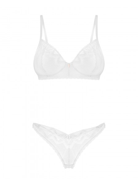Set intimo bianco con perizoma e reggiseno Alissium Obsessive Lingerie in vendita su Tangamania Online
