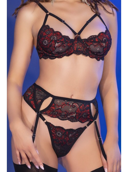 Set con ricami rossi in 4 pezzi con calze incluse Chilirose in vendita su Tangamania Online