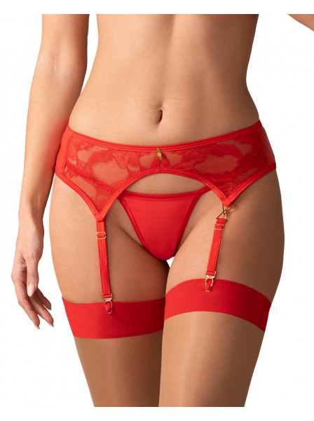 Sexy reggicalze rosso con pizzo floreale Aliosa Obsessive Lingerie in vendita su Tangamania Online