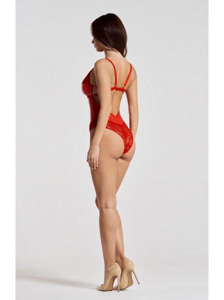 Sexy body rosso wetlook con pizzo Aliosa Obsessive Lingerie in vendita su Tangamania Online