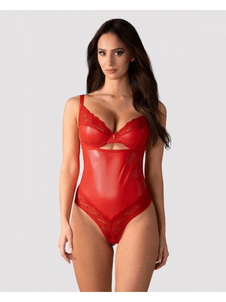 Sexy body rosso wetlook con pizzo Aliosa Obsessive Lingerie in vendita su Tangamania Online