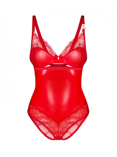 Sexy body rosso wetlook con pizzo Aliosa Obsessive Lingerie in vendita su Tangamania Online