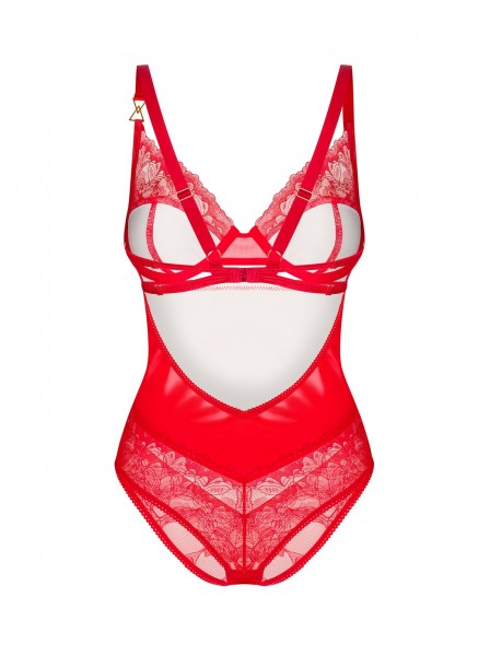 Sexy body rosso wetlook con pizzo Aliosa Obsessive Lingerie in vendita su Tangamania Online
