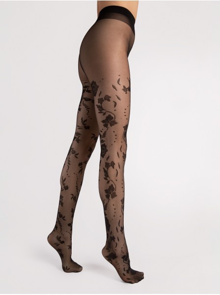 Collant 20 den stile floreale classico e raffinato Flores Fiore in vendita su Tangamania Online