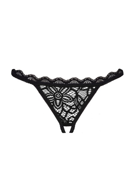 Mutandine con pizzo nero e stringhe in lurex oro Livia Corsetti in vendita su Tangamania Online