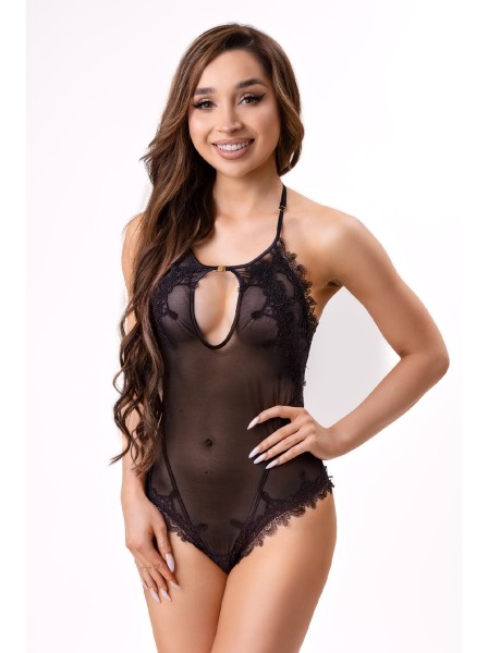 Body aperto in tulle e pizzo nero Daiana Livia Corsetti in vendita su Tangamania Online