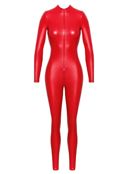 Catsuit rossa aderente in tessuto Power wetlook Noir Handmade in vendita su Tangamania Online