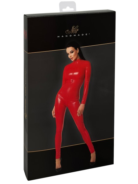 Catsuit rossa aderente in tessuto Power wetlook Noir Handmade in vendita su Tangamania Online