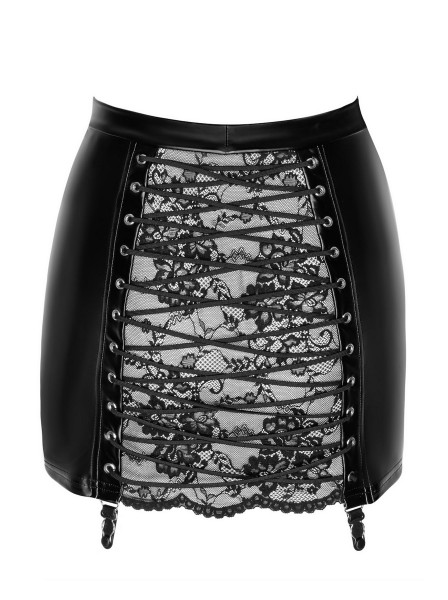 Minigonna wetlook con pizzo allacciatura in stile corsetto Noir Handmade in vendita su Tangamania Online