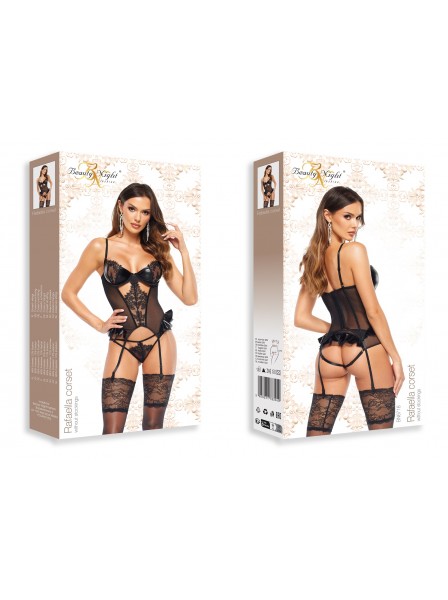 Corsetto Rafaella in pizzo e wetlook con perizoma BeautyNight in vendita su Tangamania Online
