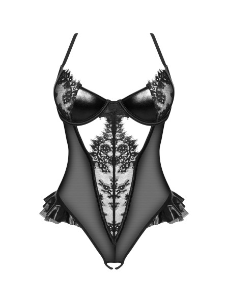 Body Rafaella in pizzo tulle e wetlook con apertura BeautyNight in vendita su Tangamania Online