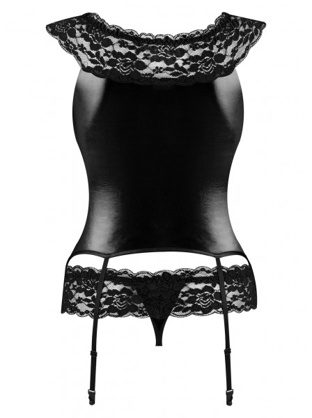 Guepiere satinata con mutandine Raven BeautyNight in vendita su Tangamania Online