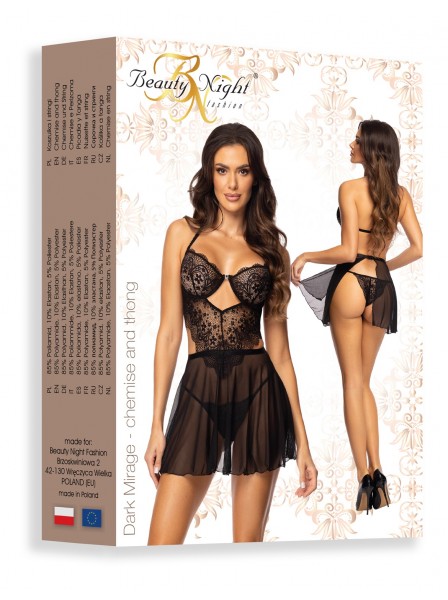 Chemise Dark Mirage con perizoma in tulle e pizzo BeautyNight in vendita su Tangamania Online
