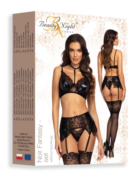 Completino Noir Fantasy con reggicalze in ecopelle e pizzo BeautyNight in vendita su Tangamania Online