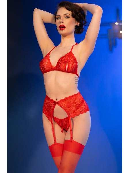 Completino in pizzo con rosso aperture Chilirose Chilirose in vendita su Tangamania Online