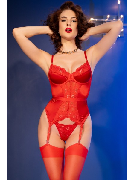 Corsetto Rosso con perizoma e calze Chilirose Chilirose in vendita su Tangamania Online