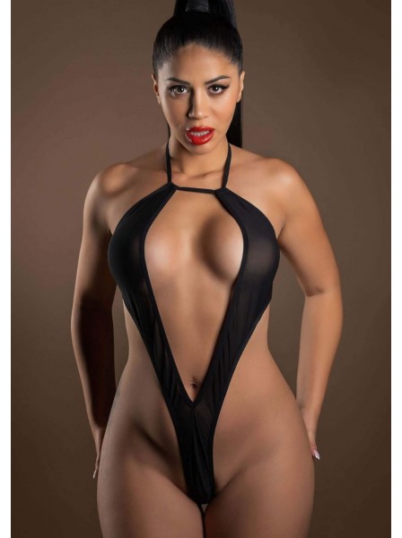 Body in tulle nero a vita alta con schiena scoperta Daring Intimates in vendita su Tangamania Online
