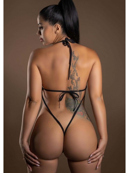 Body in tulle nero a vita alta con schiena scoperta Daring Intimates in vendita su Tangamania Online