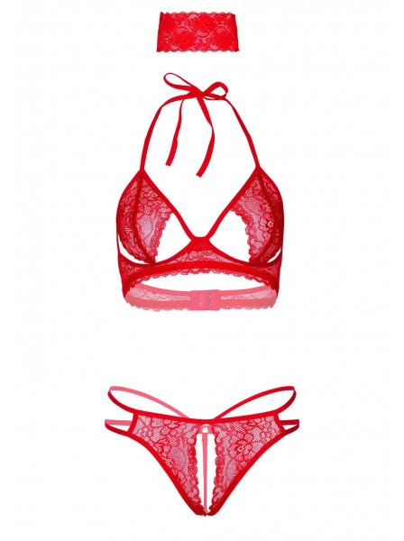 Set lingerie rosso 3 pezzi con mascherina – Daring Intimates Daring Intimates in vendita su Tangamania Online
