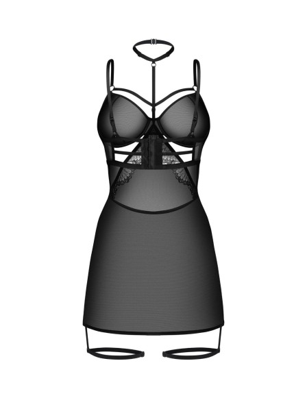 Chemise con choker e giarrettiere Arrowel Black Obsessive Lingerie in vendita su Tangamania Online