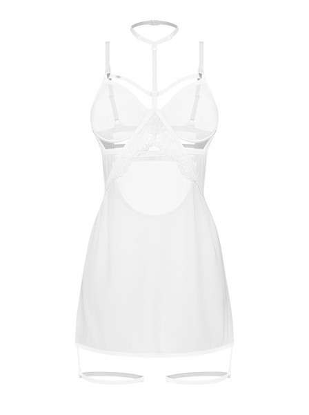 Chemise con choker e giarrettiere Arrowel White Obsessive Lingerie in vendita su Tangamania Online