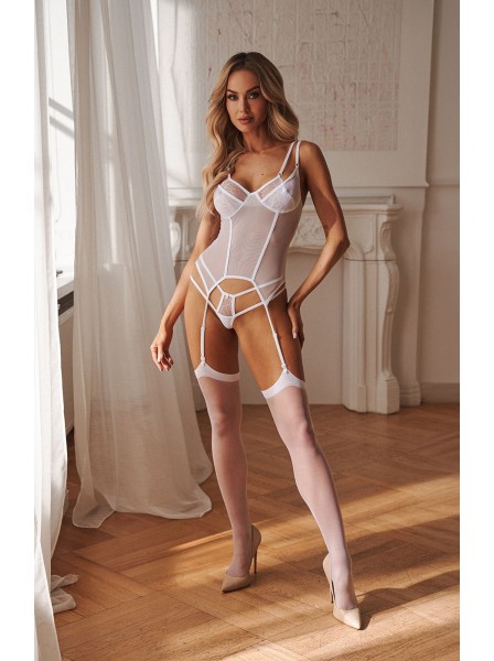 Corsetto in tulle con ferretto Arrowel White Obsessive Lingerie in vendita su Tangamania Online