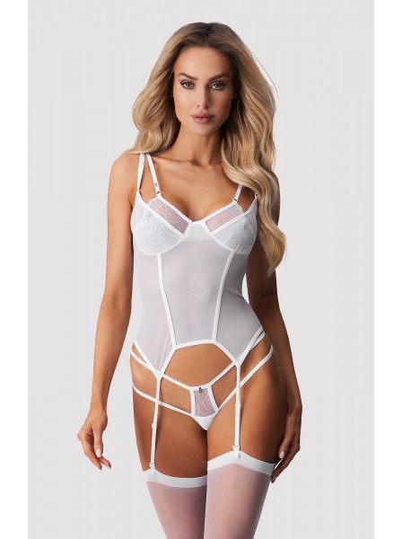 Corsetto in tulle con ferretto Arrowel White Obsessive Lingerie in vendita su Tangamania Online