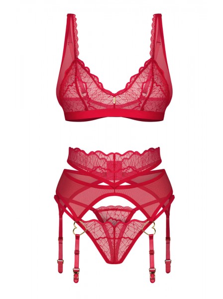 Set intimo rosso con reggicalze Cupide Desir Obsessive Lingerie in vendita su Tangamania Online