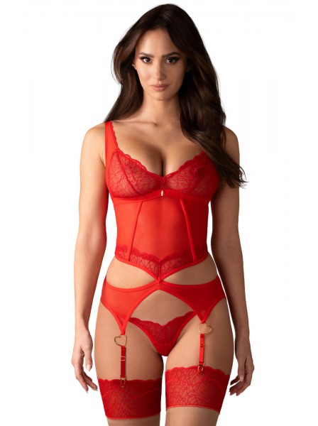 Corsetto rosso con perizoma Cupide Desir Obsessive Lingerie in vendita su Tangamania Online