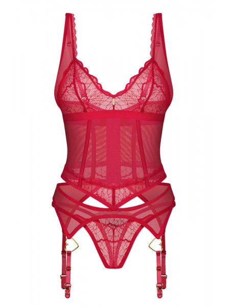 Corsetto rosso con perizoma Cupide Desir Obsessive Lingerie in vendita su Tangamania Online