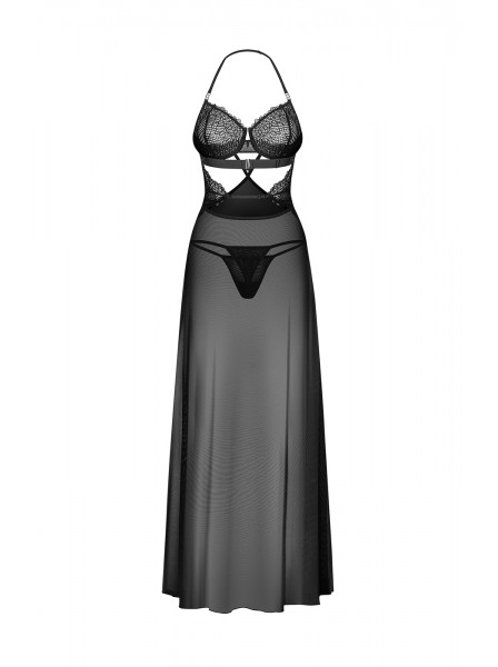Lunga chemise in tulle e pizzo con perizoma Iliosa Obsessive Lingerie in vendita su Tangamania Online