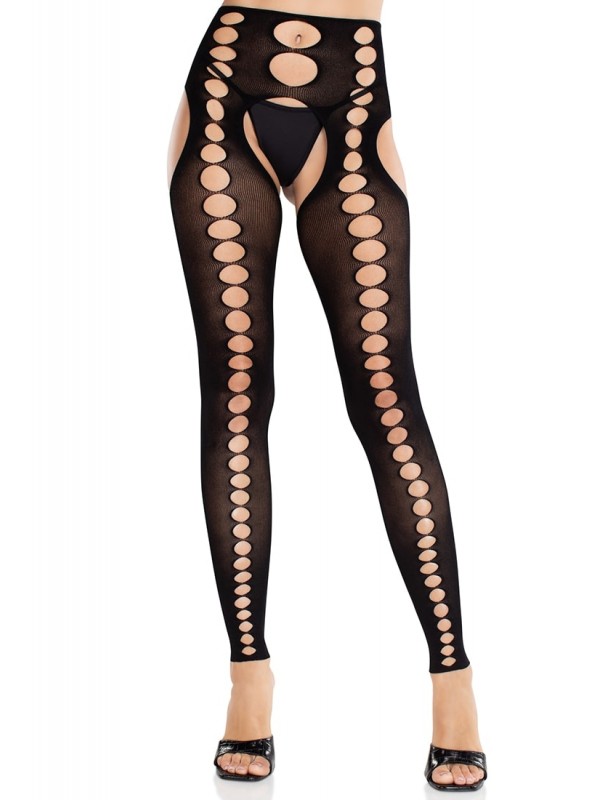 Collant traforati footless in nero e rosa acceso Leg Avenue in vendita su Tangamania Online